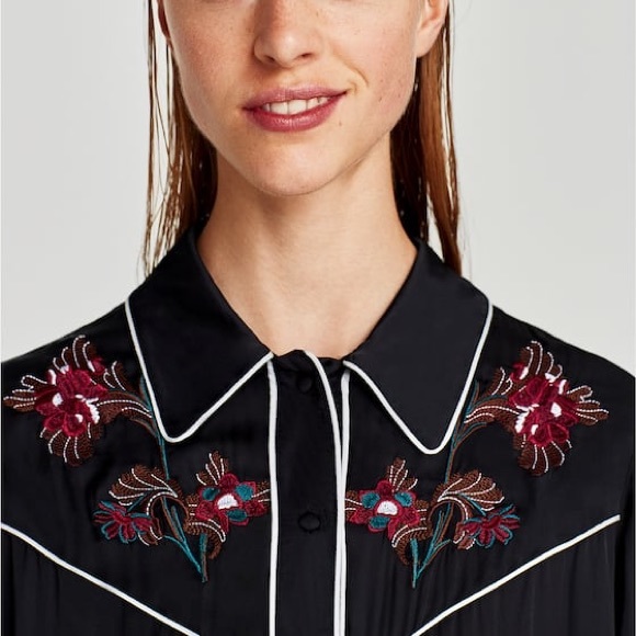 Zara Pajama Floral Print Shirt - Picture 2 of 6